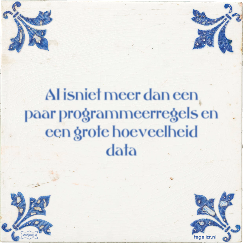AI isniet meer dan een paar programmeerregels en een grote hoeveelheid data - Online tegeltjes bakken