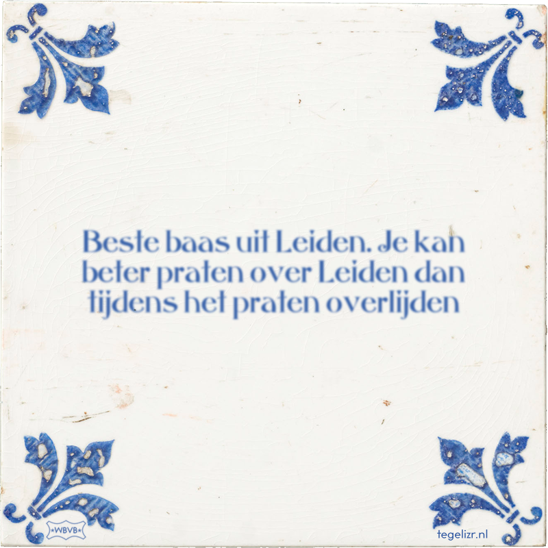 Beste baas uit Leiden. Je kan beter praten over Leiden dan tijdens het praten overlijden - Online tegeltjes bakken