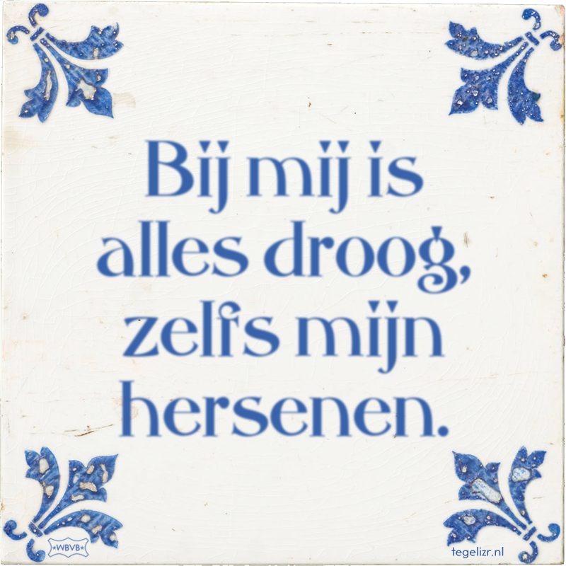 Bij mij is alles droog, zelfs mijn hersenen. - Online tegeltjes bakken