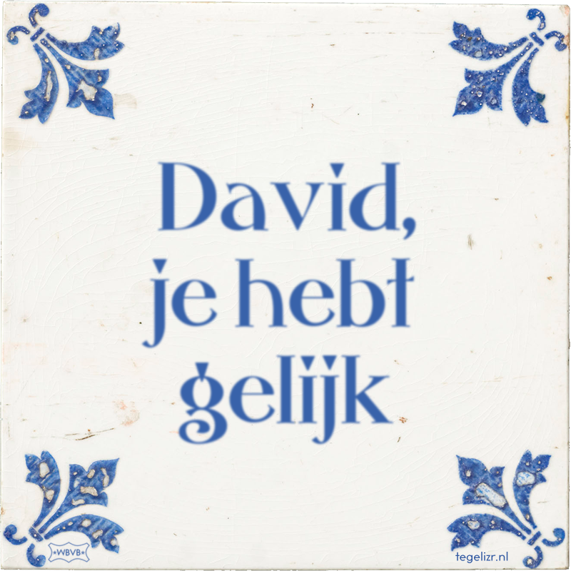 David, je hebt gelijk - Online tegeltjes bakken