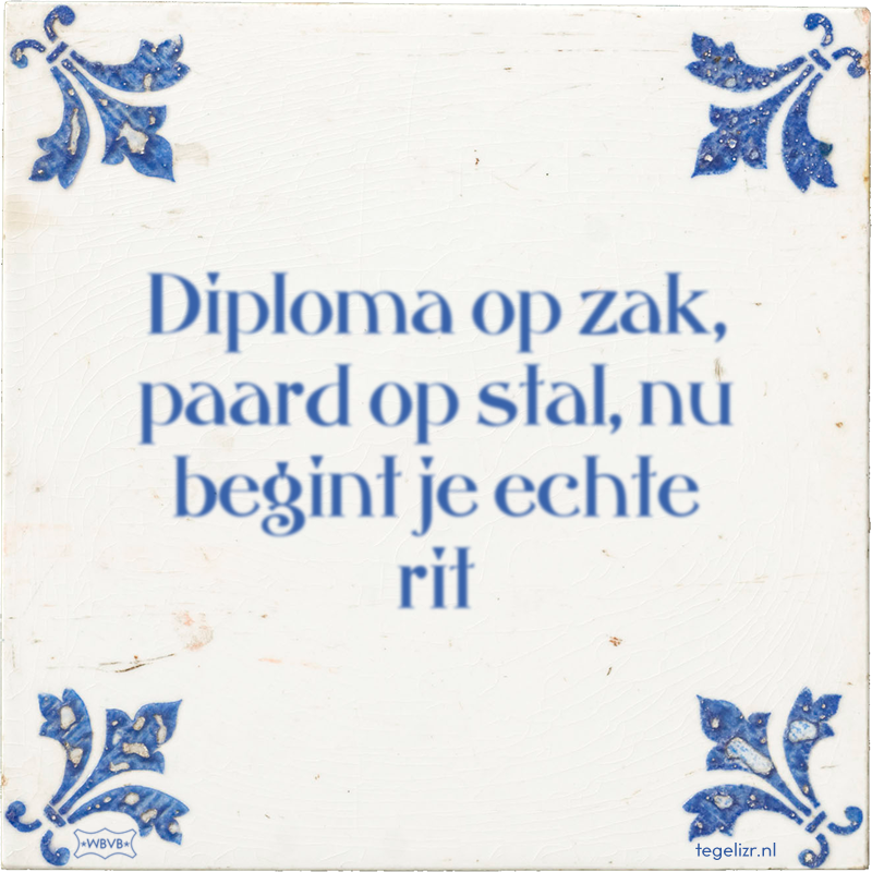 Diploma op zak, paard op stal, nu begint je echte rit - Online tegeltjes bakken