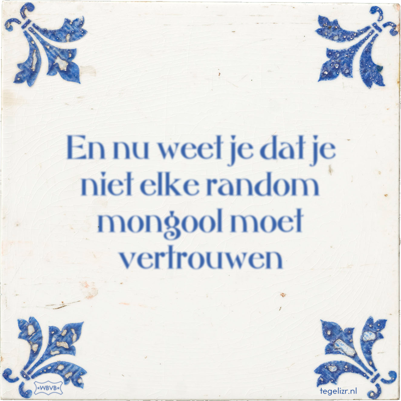 En nu weet je dat je niet elke random mongool moet vertrouwen - Online tegeltjes bakken