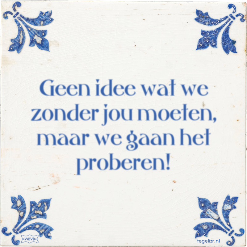 Geen idee wat we zonder jou moeten, maar we gaan het proberen! - Online tegeltjes bakken