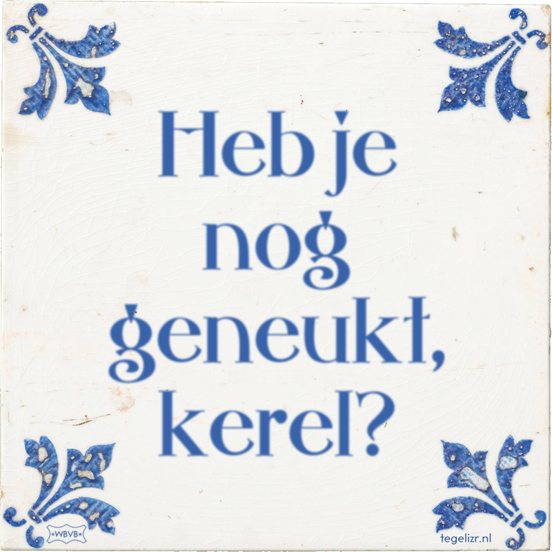 Heb je nog geneukt, kerel? - Online tegeltjes bakken