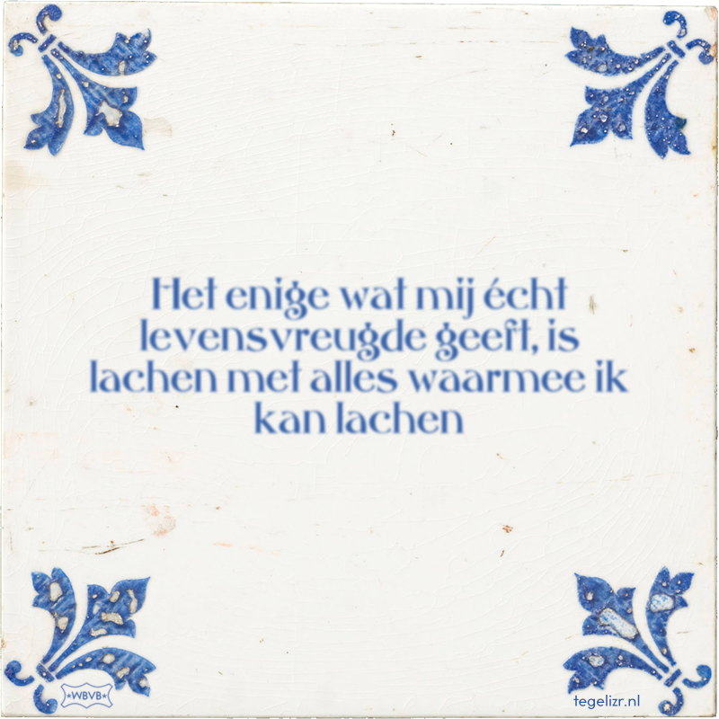 Het enige wat mij écht levensvreugde geeft, is lachen met alles waarmee ik kan lachen - Online tegeltjes bakken