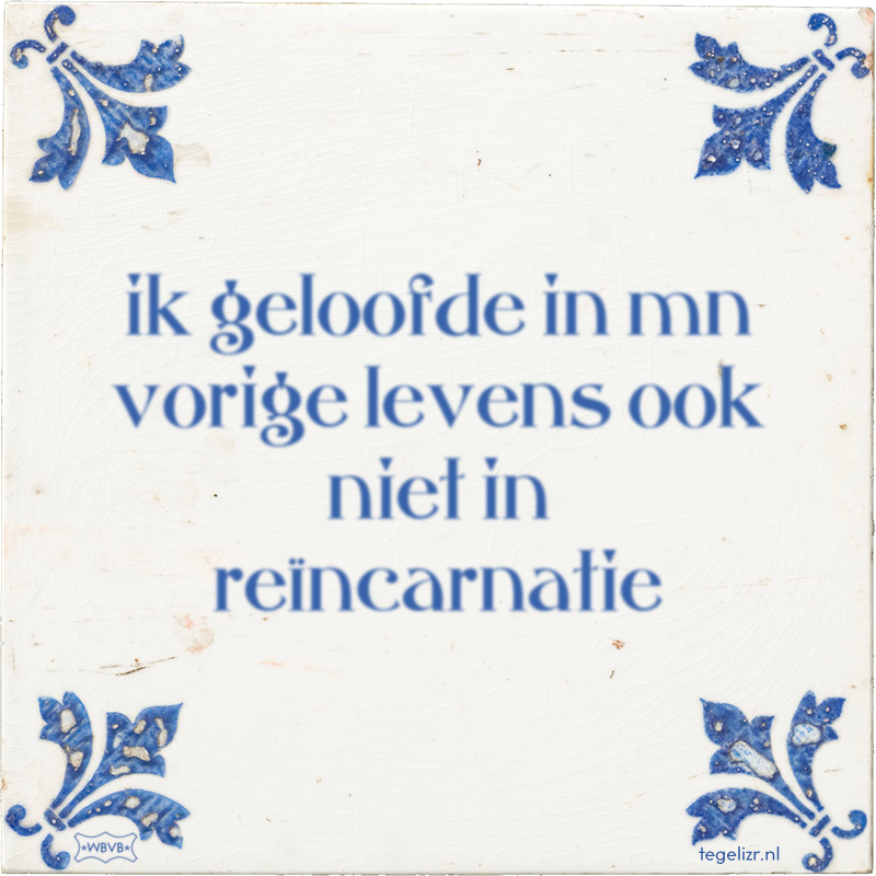 ik geloofde in mn vorige levens ook niet in reïncarnatie - Online tegeltjes bakken