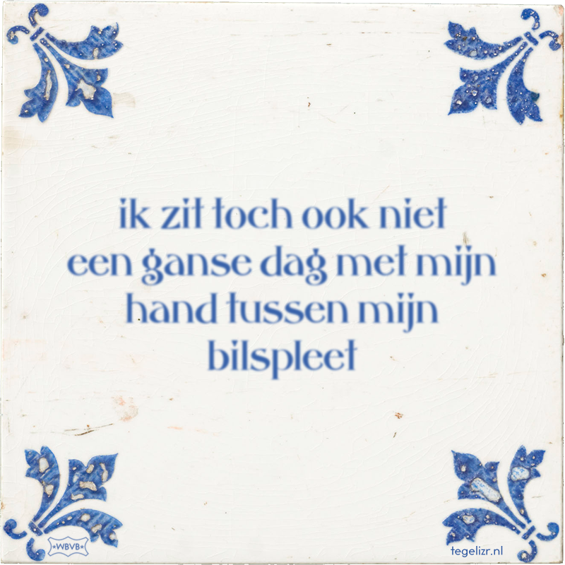ik zit toch ook niet een ganse dag met mijn hand tussen mijn bilspleet - Online tegeltjes bakken