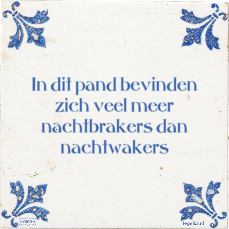 In dit pand bevinden zich veel meer nachtbrakers dan nachtwakers - Online tegeltjes bakken
