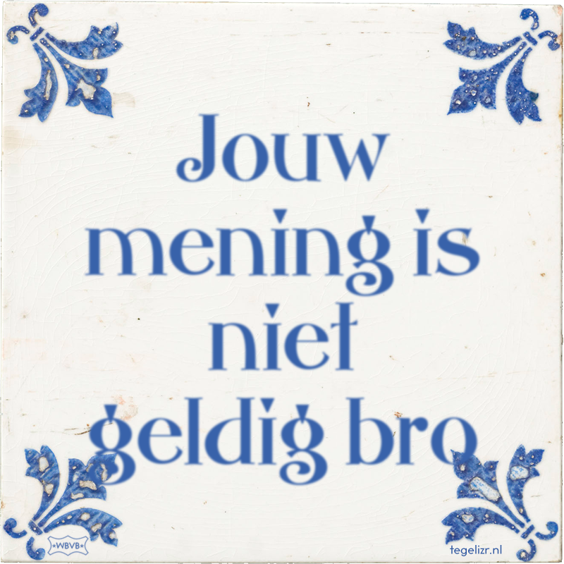 Jouw mening is niet geldig bro - Online tegeltjes bakken