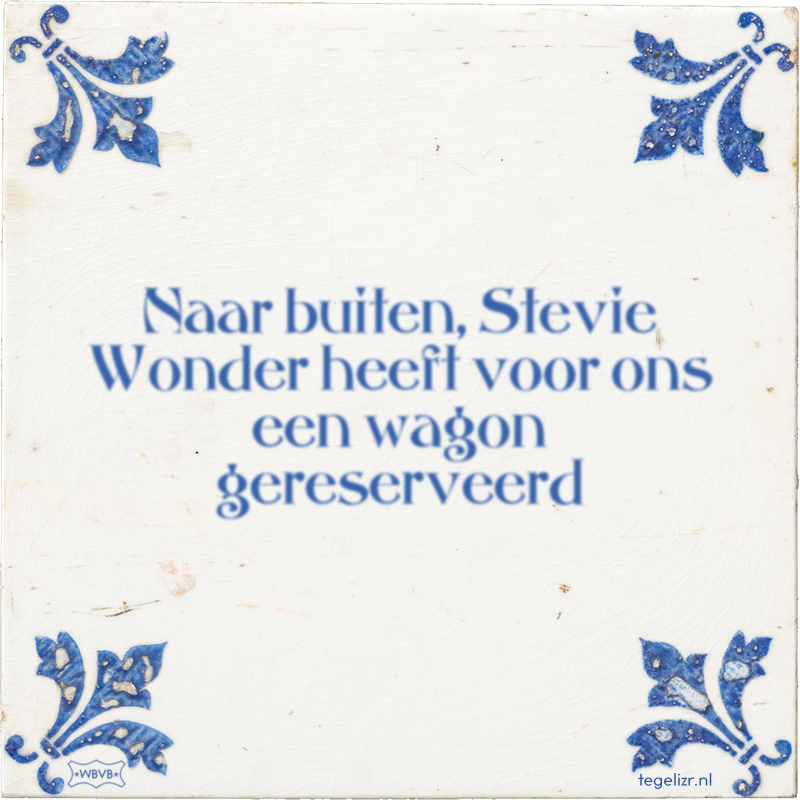 Naar buiten, Stevie Wonder heeft voor ons een wagon gereserveerd - Online tegeltjes bakken