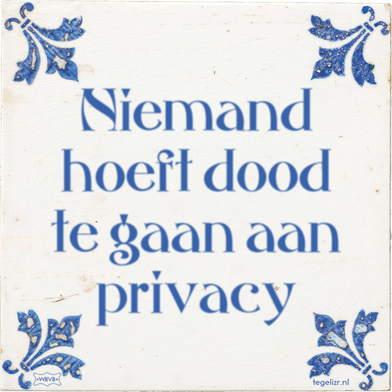 Niemand hoeft dood te gaan aan privacy - Online tegeltjes bakken