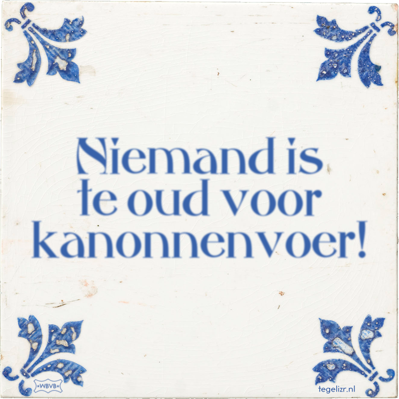 Niemand is te oud voor kanonnenvoer! - Online tegeltjes bakken