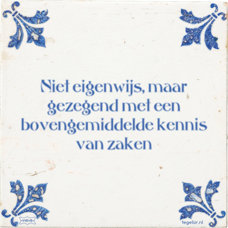Niet eigenwijs, maar gezegend met een bovengemiddelde kennis van zaken - Online tegeltjes bakken