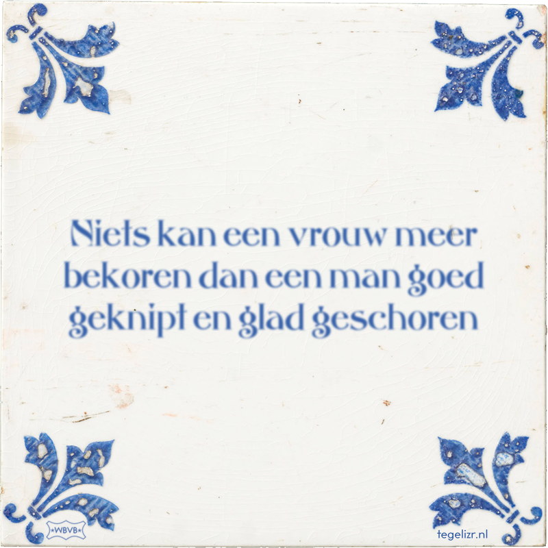 Niets kan een vrouw meer bekoren dan een man goed geknipt en glad geschoren - Online tegeltjes bakken