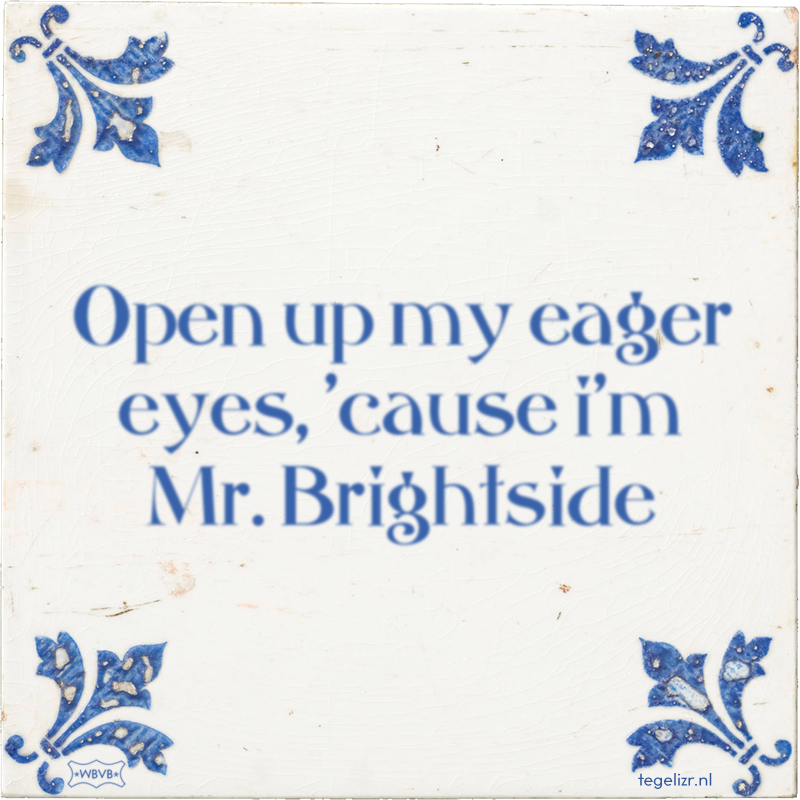 Open up my eager eyes, 'cause i'm Mr. Brightside - Online tegeltjes bakken