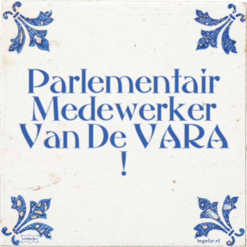 Parlementair Medewerker Van De VARA ! - Online tegeltjes bakken