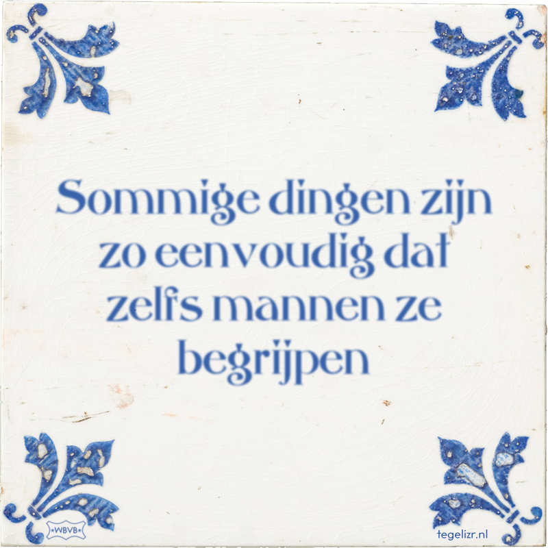 Sommige dingen zijn zo eenvoudig dat zelfs mannen ze begrijpen - Online tegeltjes bakken