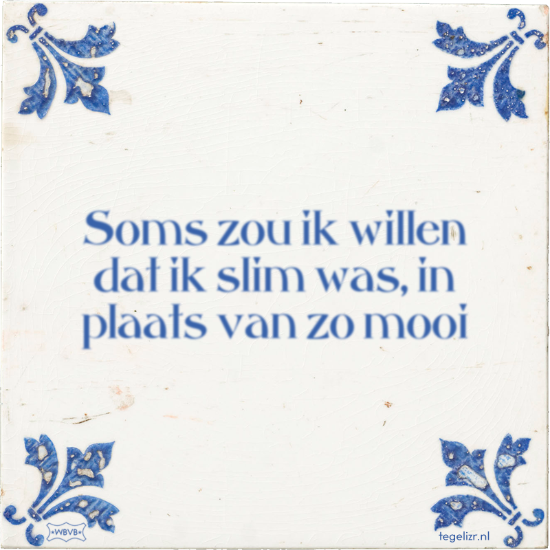 Soms zou ik willen dat ik slim was, in plaats van zo mooi - Online tegeltjes bakken