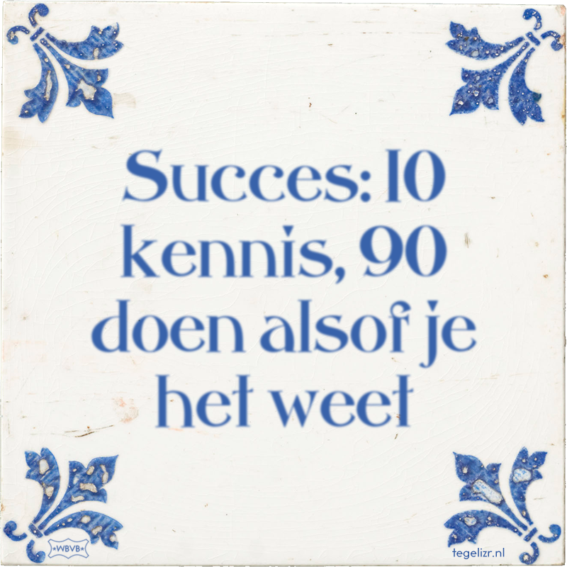 Succes: 10 kennis, 90 doen alsof je het weet - Online tegeltjes bakken