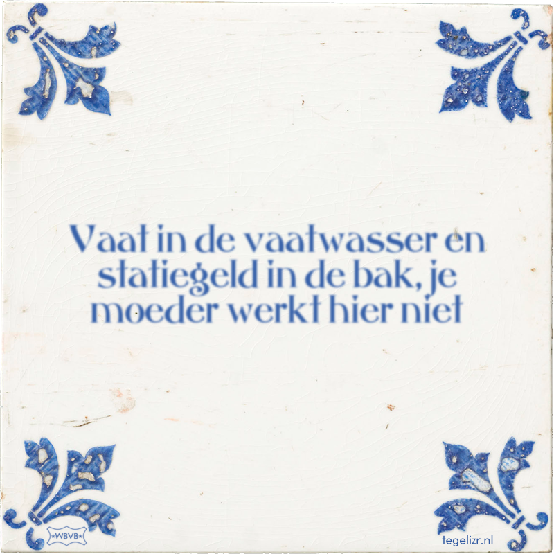 Vaat in de vaatwasser en statiegeld in de bak, je moeder werkt hier niet - Online tegeltjes bakken
