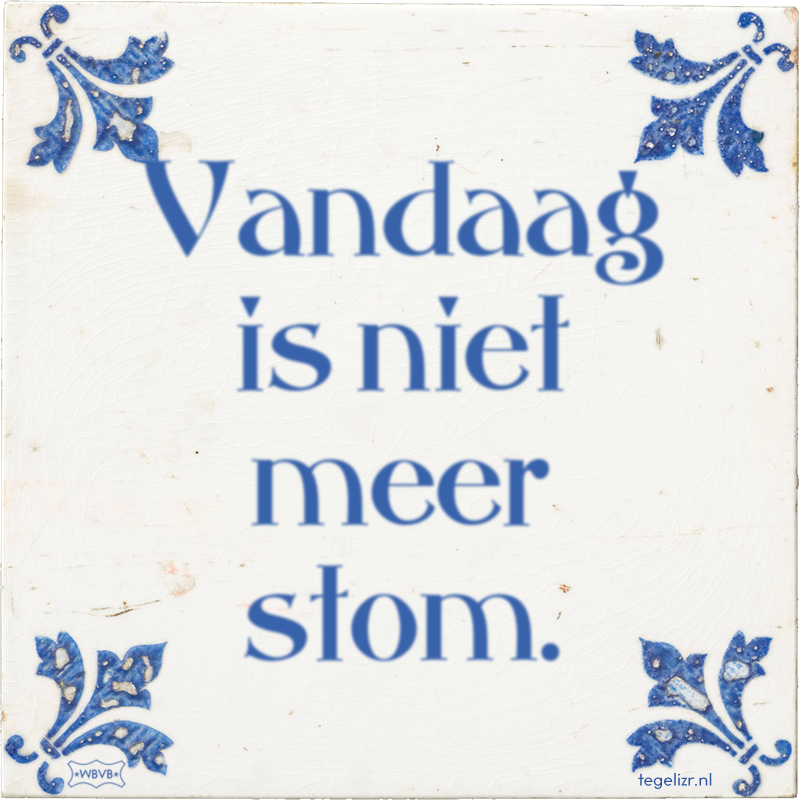 Vandaag is niet meer stom. - Online tegeltjes bakken