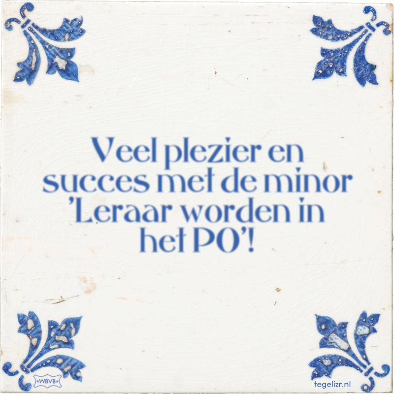 Veel plezier en succes met de minor 'Leraar worden in het PO'! - Online tegeltjes bakken