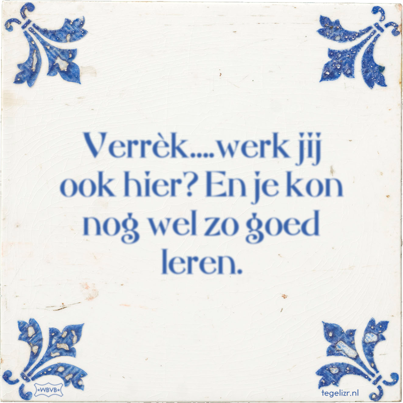 Verrèk….werk jij ook hier? En je kon nog wel zo goed leren. - Online tegeltjes bakken