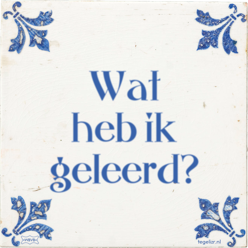 Wat heb ik geleerd? - Online tegeltjes bakken