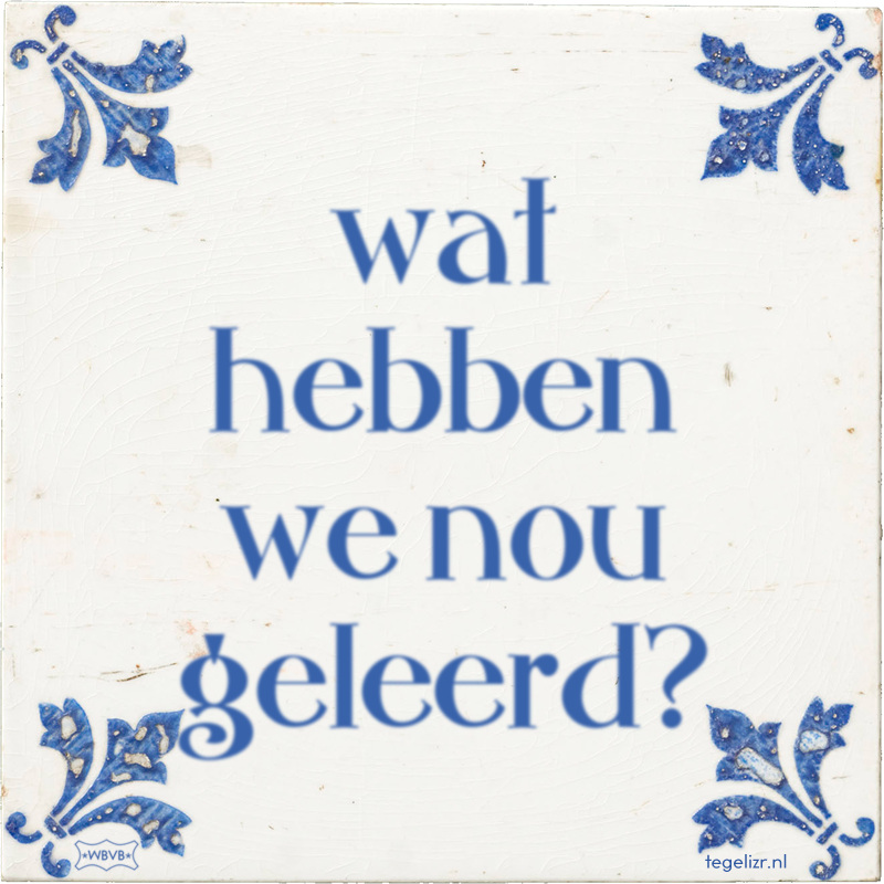 wat hebben we nou geleerd? - Online tegeltjes bakken