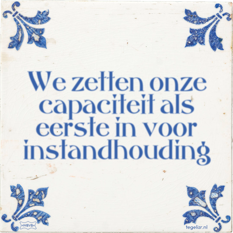 We zetten onze capaciteit als eerste in voor instandhouding - Online tegeltjes bakken