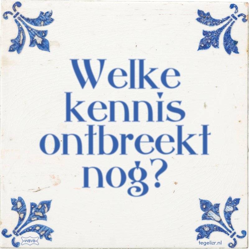Welke kennis ontbreekt nog? - Online tegeltjes bakken