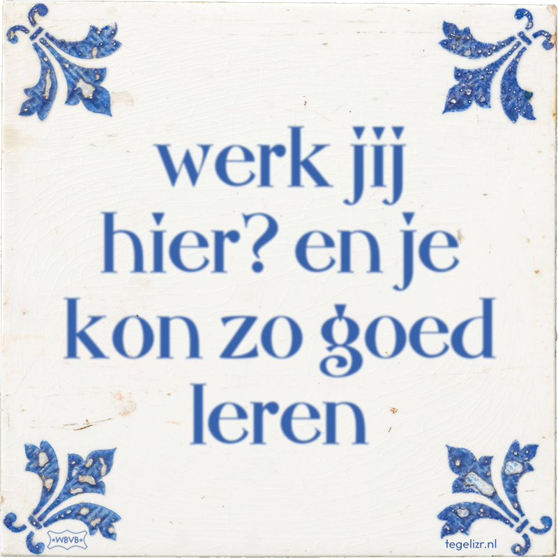werk jij hier? en je kon zo goed leren - Online tegeltjes bakken