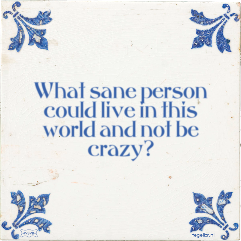 What sane person could live in this world and not be crazy? - Online tegeltjes bakken