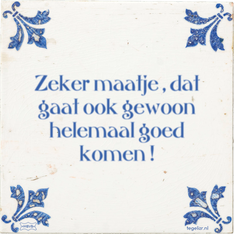Zeker maatje , dat gaat ook gewoon helemaal goed komen ! - Online tegeltjes bakken