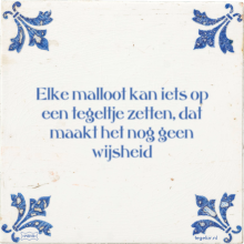 Elke malloot kan iets op een tegeltje zetten, dat maakt het nog geen wijsheid - 5 keer bekeken